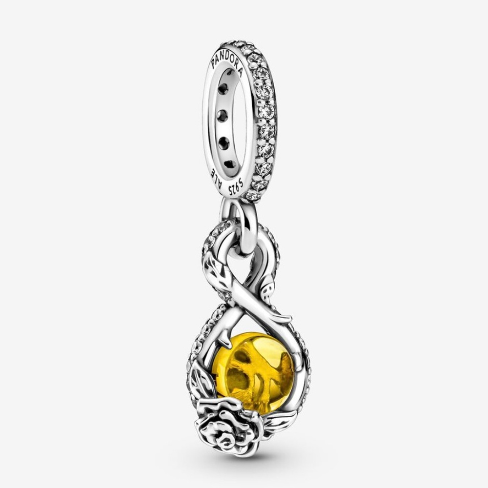 Disney Belle Infinity & Rose Flower Pendant